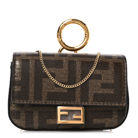 Glazed Fabric FF 1974 Nano Baguette Charm Mogano Panna | FASHIONPHILE (US)