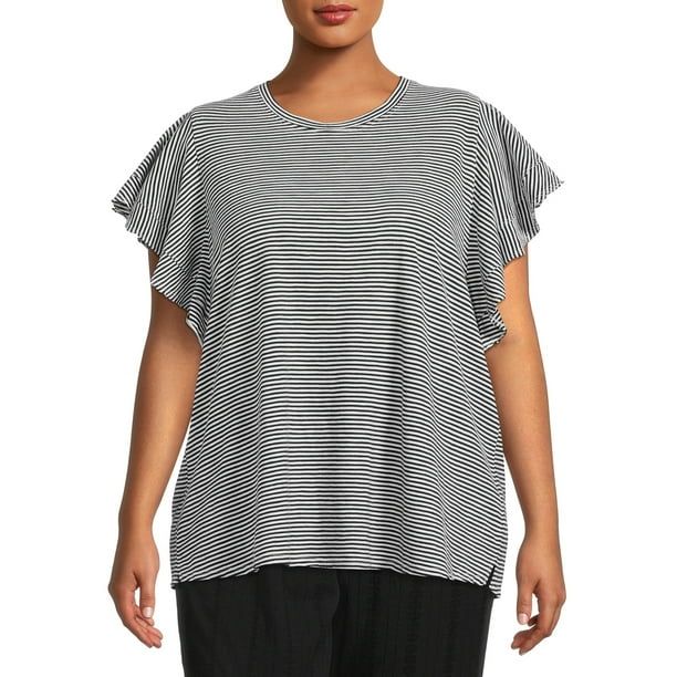Terra & Sky Women's Plus Size Flutter Sleeve Knit Top - Walmart.com | Walmart (US)