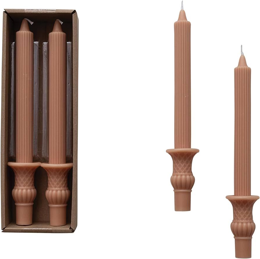 Creative Co-Op Tall Unscented Taper Candles, Tan, Set of 2 | Amazon (US)