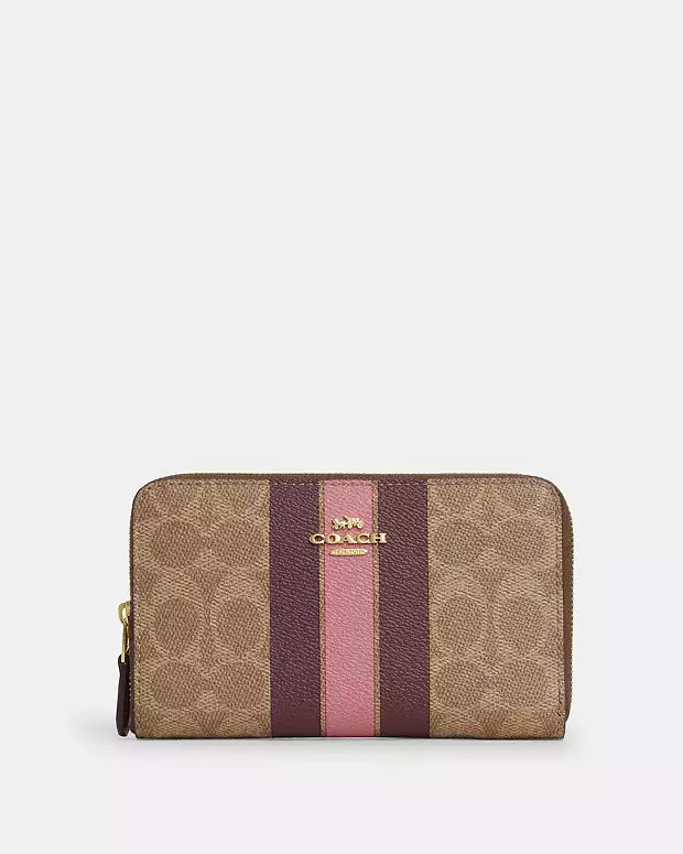 Medium Id Zip Wallet In Signature Canvas With Varsity Stripe | Coach Outlet US