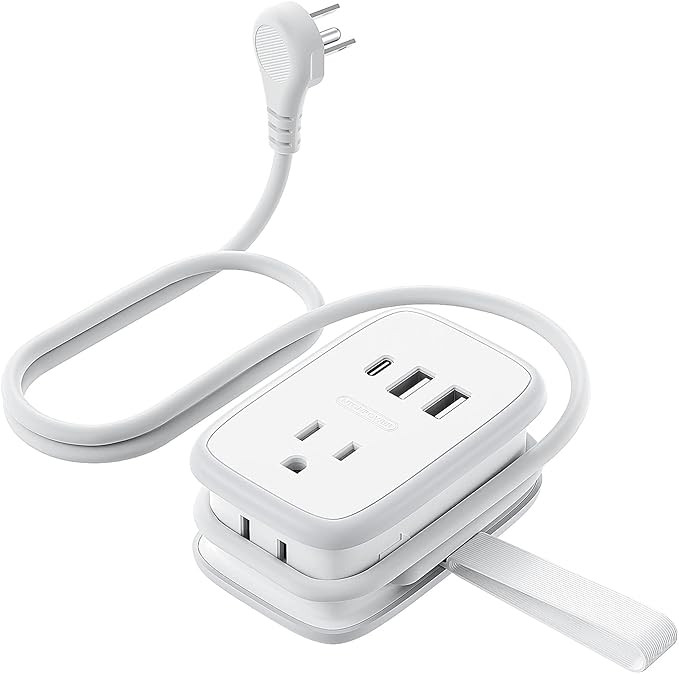 USB C Travel Power Strip, NTONPOWER Flat Plug Power Strip with 3ft Wrapped Around Extension Cord,... | Amazon (US)