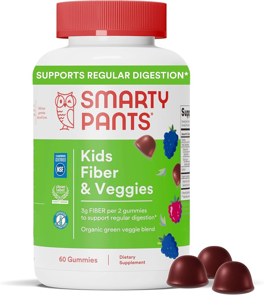 SmartyPants Kids Fiber & Veggies: Prebiotic Fiber Gummies for Kids, Fiber Supplement with Inulin,... | Amazon (US)