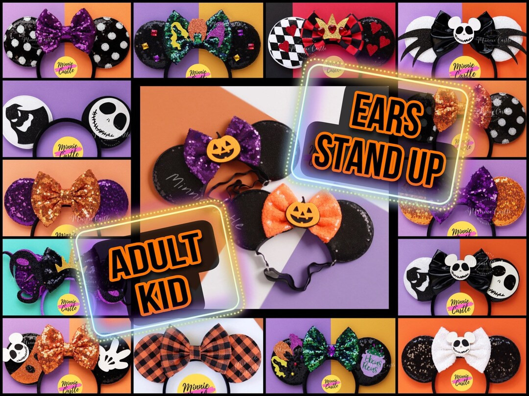 Halloween Ears, Minnie Ears, Halloween Mickey Ears, Mickey Ears Elastic Headband, Comfortable No ... | Etsy (US)