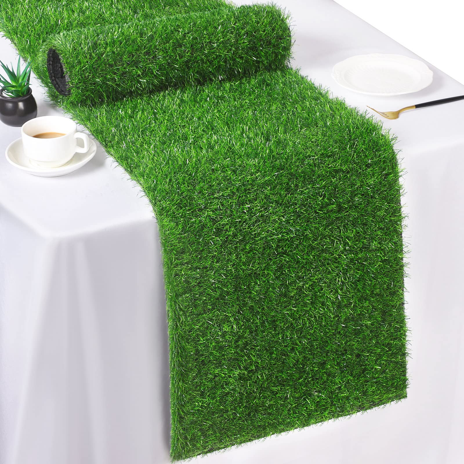 TURSTIN Artificial Grass Table Runners 14 x 72 Inch Green Grass Tabletop Synthetic Grass Carpet R... | Amazon (US)
