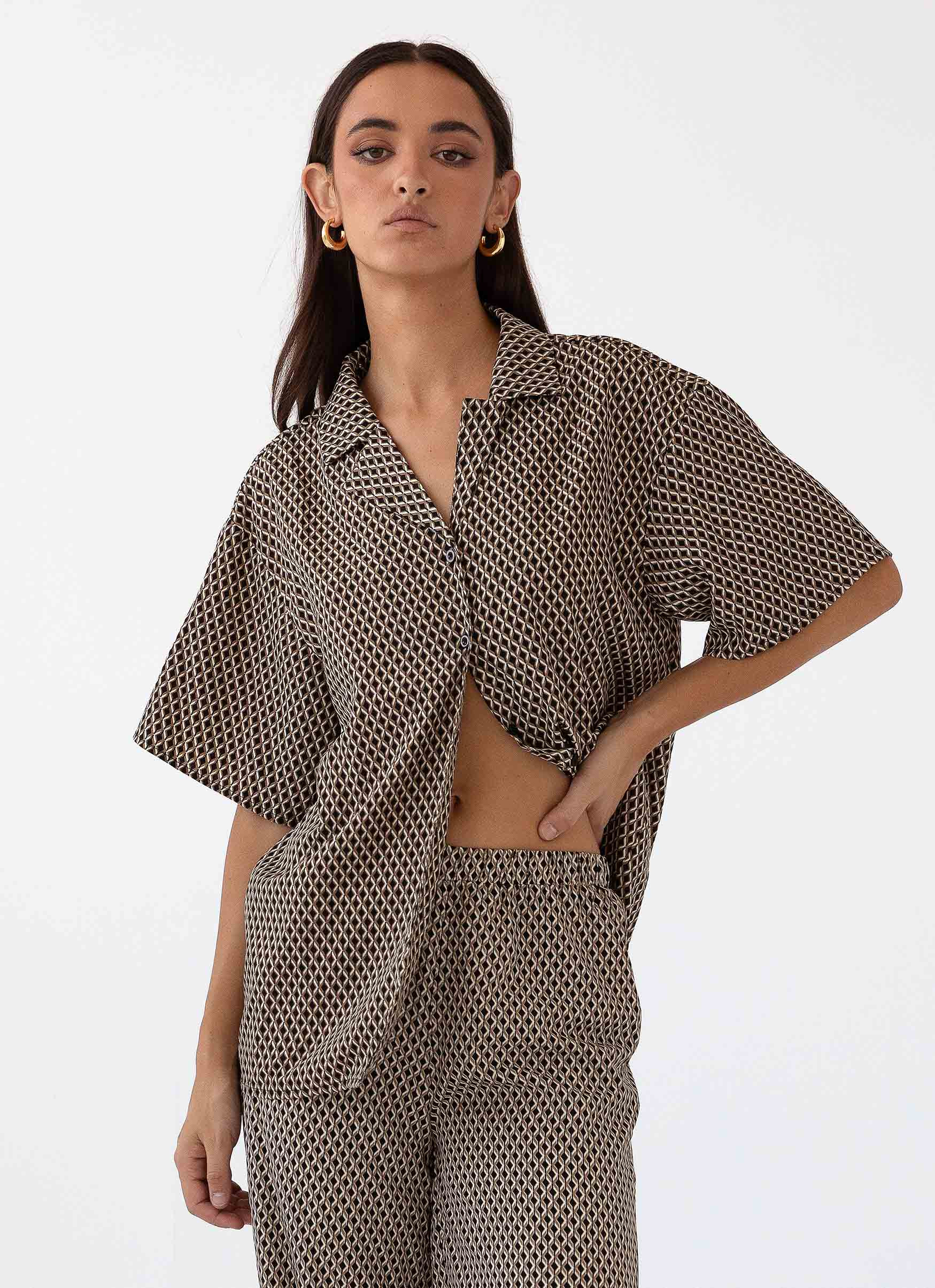 Bruno Oversized Shirt - Brown Geo | Peppermayo (Global)