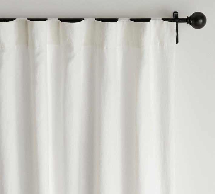 Belgian Flax Linen Rod Pocket Blackout Curtain, Ivory, 50 x 84" | Pottery Barn (US)