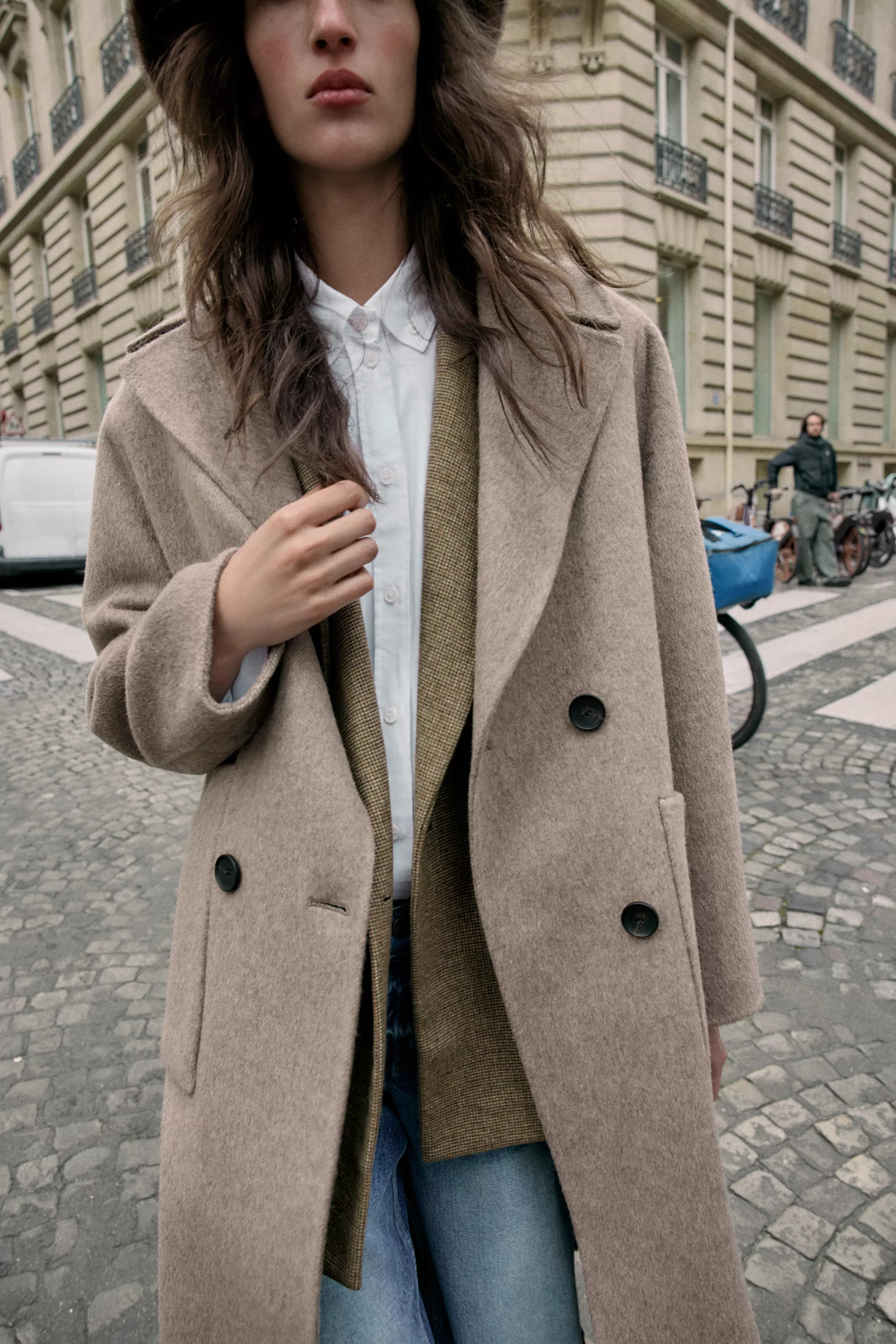 LONG DOUBLE-BREASTED WOOL COAT | Zara Canada
