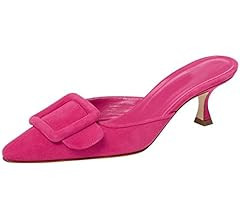 Fericzot Mules for Women,Slingback Buckle Pumps Pointed Toe Slippers Kitten Heels Shoes Slides Ba... | Amazon (US)
