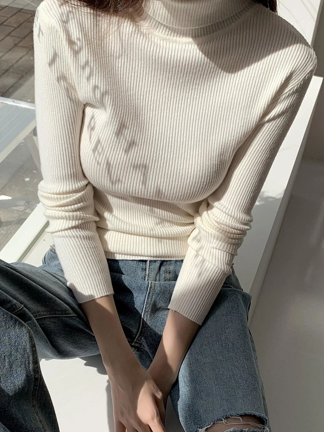 DAZY Ribbed Knit Turtleneck Sweater | SHEIN