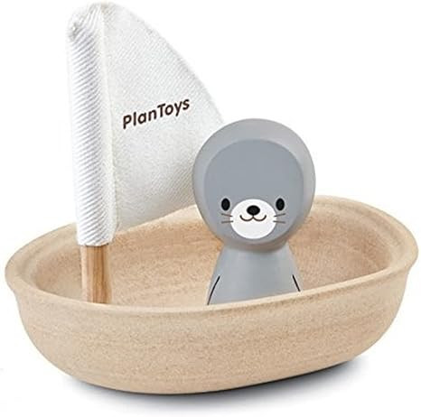 Amazon.com: PlanToys Sailing Boat with Seal Bath and Water Play Toy (5710) | Sustainably Made fro... | Amazon (US)
