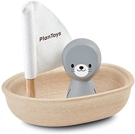 Amazon.com: PlanToys Sailing Boat with Seal Bath and Water Play Toy (5710) | Sustainably Made fro... | Amazon (US)