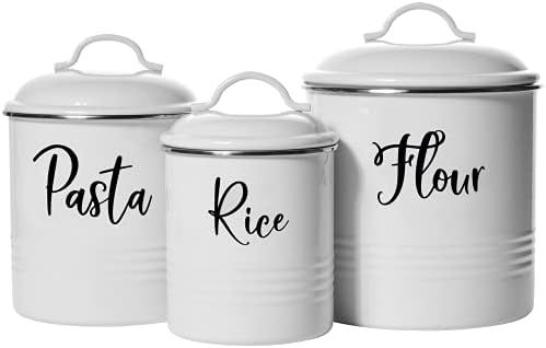 Home Acre Designs Kitchen Canisters Set of 3 - Airtight Flour, Pasta & Rice Containers - Rustic F... | Amazon (US)