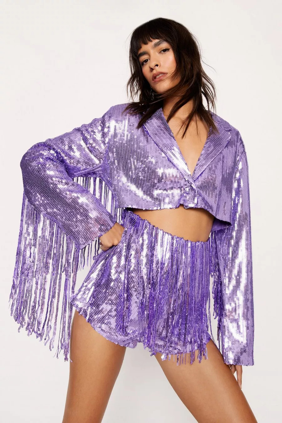 Fringe Trim Sequin Romper | Nasty Gal US