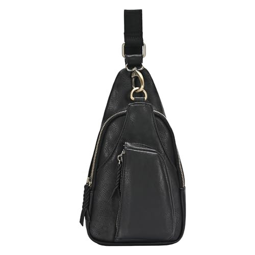 MMS Brands Antik Kraft Tasha Crossbody Sling (Black) | Vegan Leather Crossbody Bag for Women with 16-20" Strap | Sling Bags for Women with Durable Antique Brass Hardware | 7in x 2.5in x 12.5in | | Amazon (US)