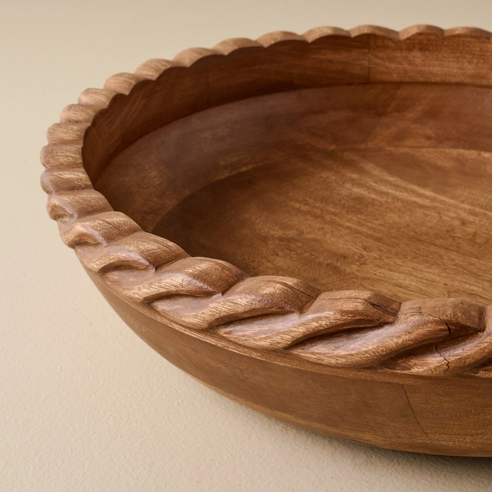 Oversized Antiqued Wood Twisted Bowl | Magnolia