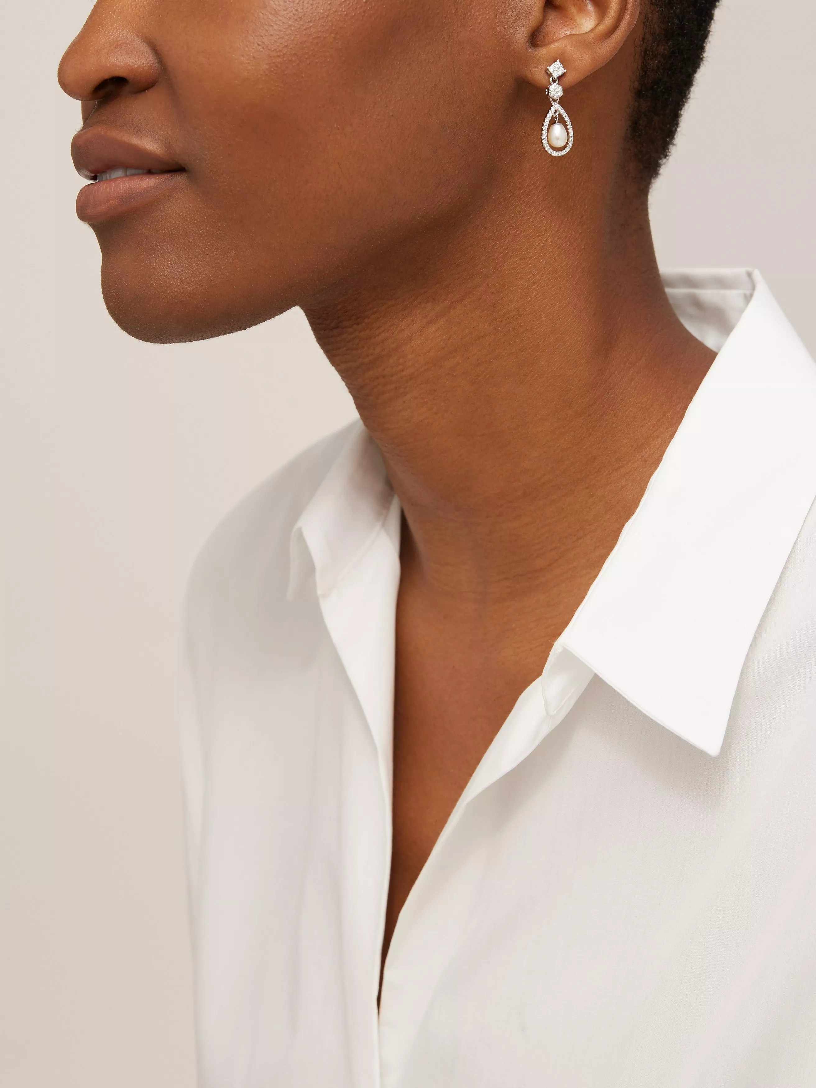 LidoFreshwater Pearl & Cubic Zirconia Teardrop Drop Earrings, Silver/White | John Lewis (UK)