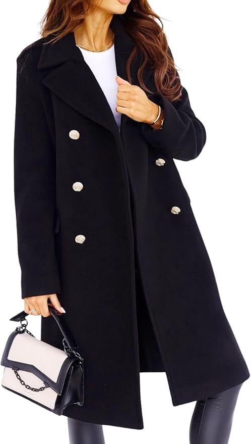 CHARTOU Women's Winter Jacket Double-Breasted Wool Blend Warm Long Trench Coat | Amazon (US)