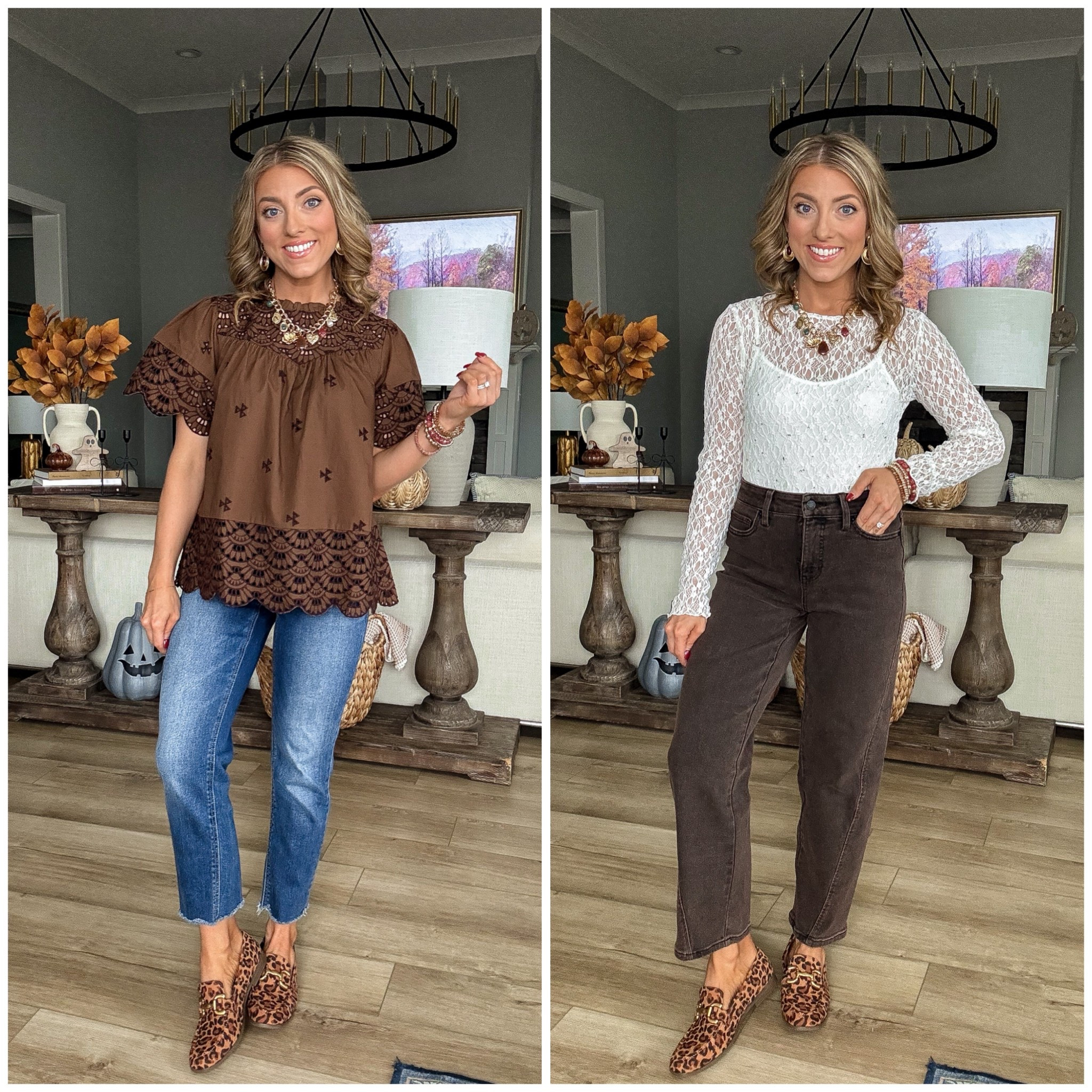Two new Walmart fashion tops 🥳 this eyelet top looks like something straight outta Anthro 😍 four color options and runs TTS. And this $15 embellished lace top comes with the built in tank and also comes in black. Will be so perfect for the Christmas season ✨ jeans are Walmart too! Along with my shoes 😊 

Walmart fashion. Walmart finds. LTK under 50. 

#LTKPetite #LTKFindsUnder50 #LTKStyleTip