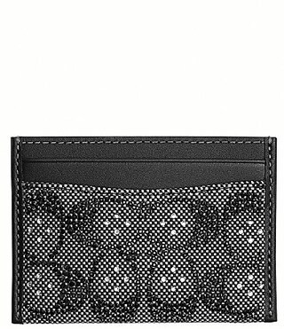 COACH Crystal Signature Jacquard Essential Card Case - Black | Dillard's