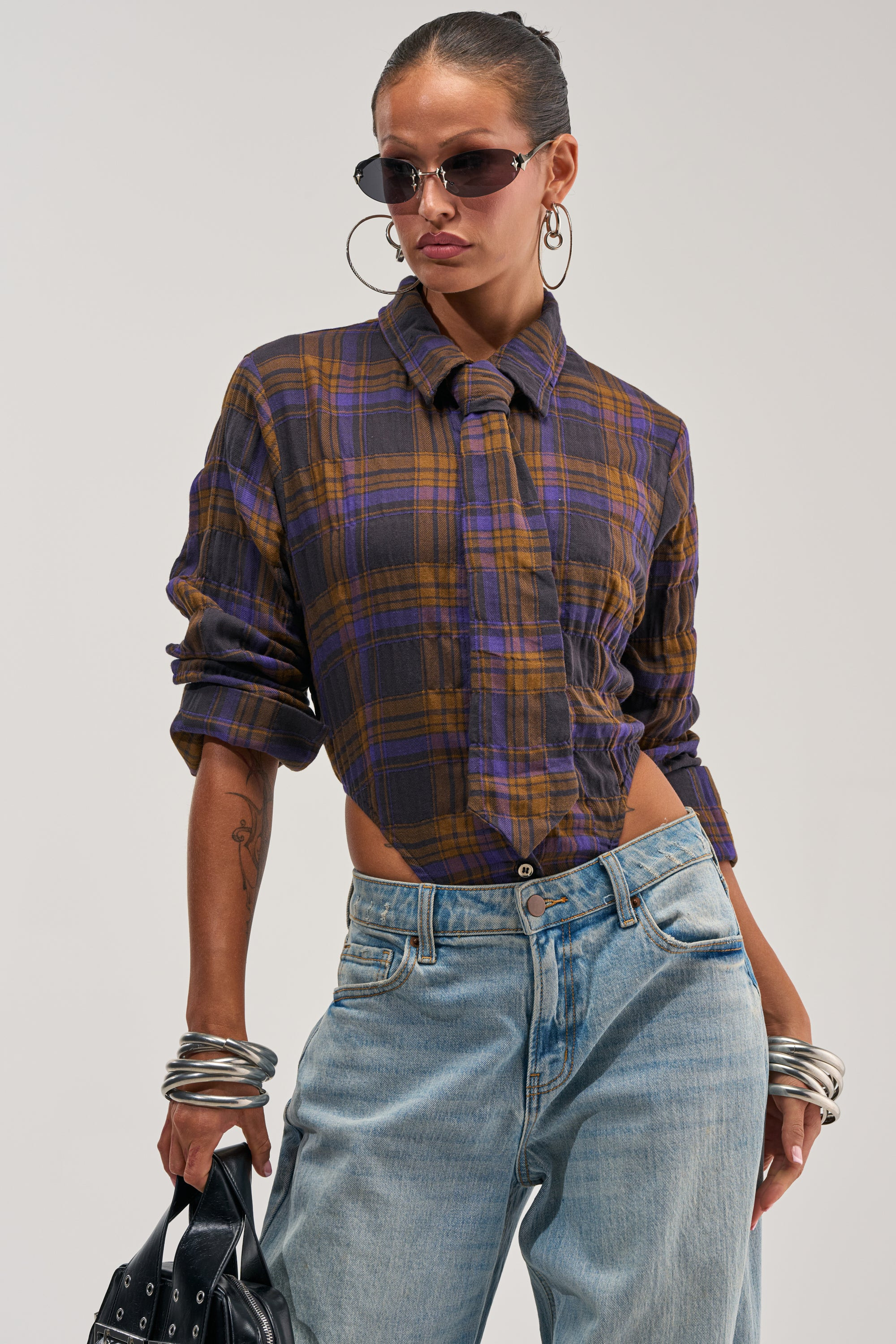 NOW YOU SEE ME PLAID BODYSUIT | AKIRA