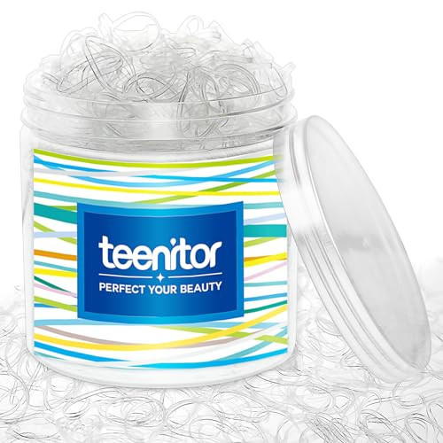 Teenitor Clear Elastic Hair Bands, 2000pcs Mini Hair Rubber Bands, Hair Ties, Soft Hair Elastics Ties, 2mm in Width and 30mm in Length | Amazon (US)