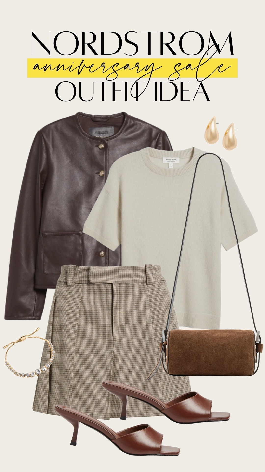 Trendy workwear outfit with plaid pleated skort. Love the dark leather jacket and neutral color scheme. Perfect from the office to happy hour or a chic date night outfit. 

#LTKWorkwear #LTKStyleTip #LTKSaleAlert