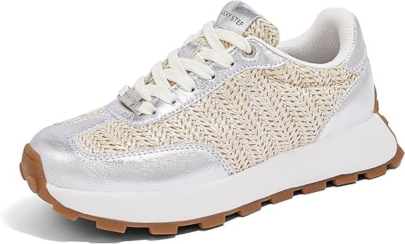 LUCKY STEP Women's Platform Fashion Sneakers Retro Classic Trainers Casual Lace-up Stylish Tennis... | Amazon (US)