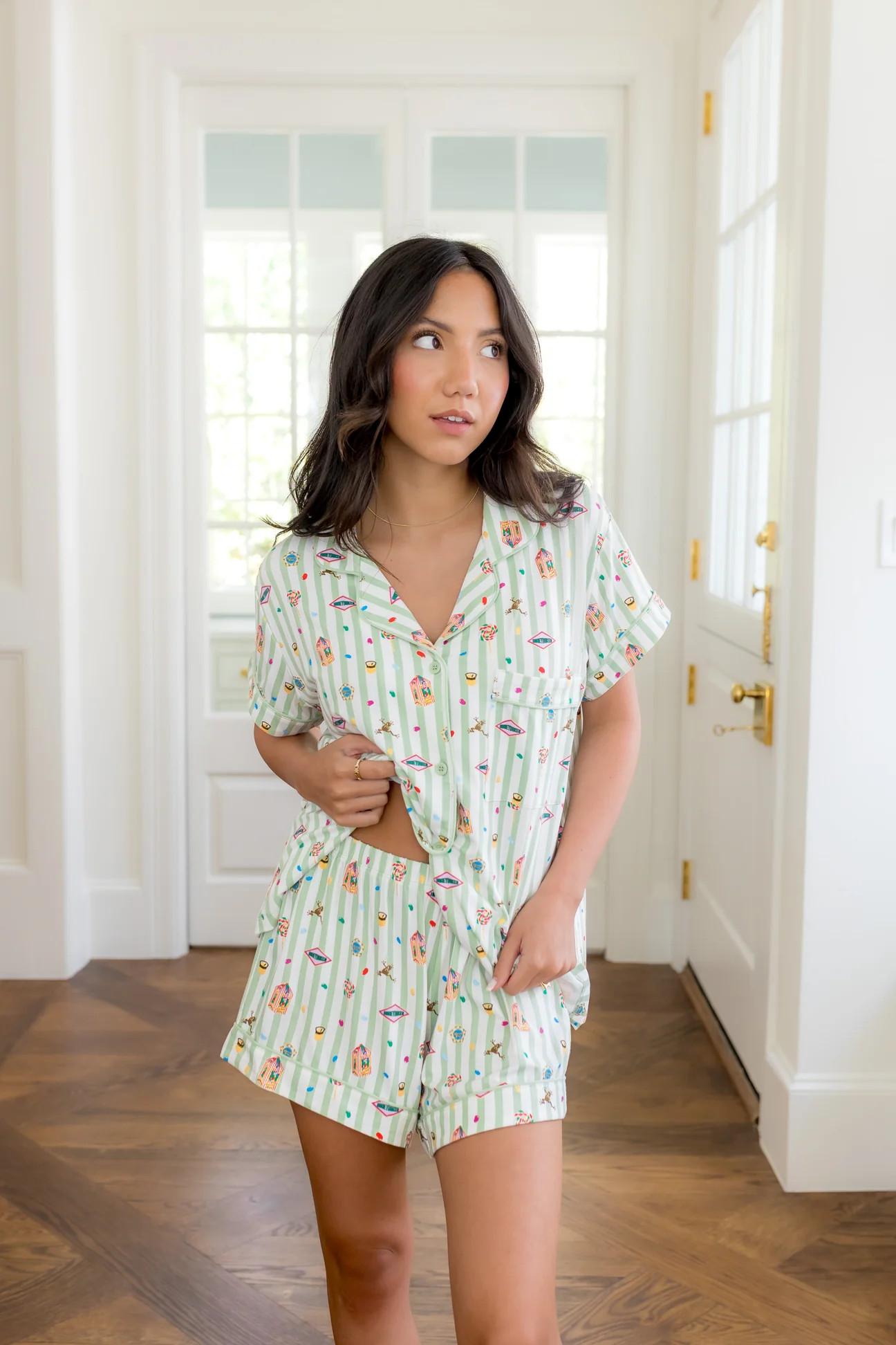Women's Short Sleeve Pajama Set in Honeydukes | Kyte Living