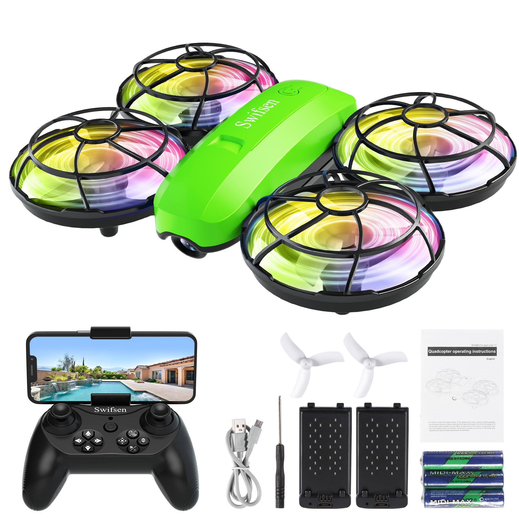 Kids Drone with Camera – Mini Rc Toy for Boys, Beginners, Birthday Gifts for Boys and Beginners,Quadcopter Light Toy With 2 Batteries,Rc Drone Indoor Small Helicopter,Altitude Hold | Amazon (US)