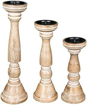 Candle Stands Wooden for Pillar Candles,Rounded Turned Colums, Sustainable Woods, Country Style, ... | Amazon (US)