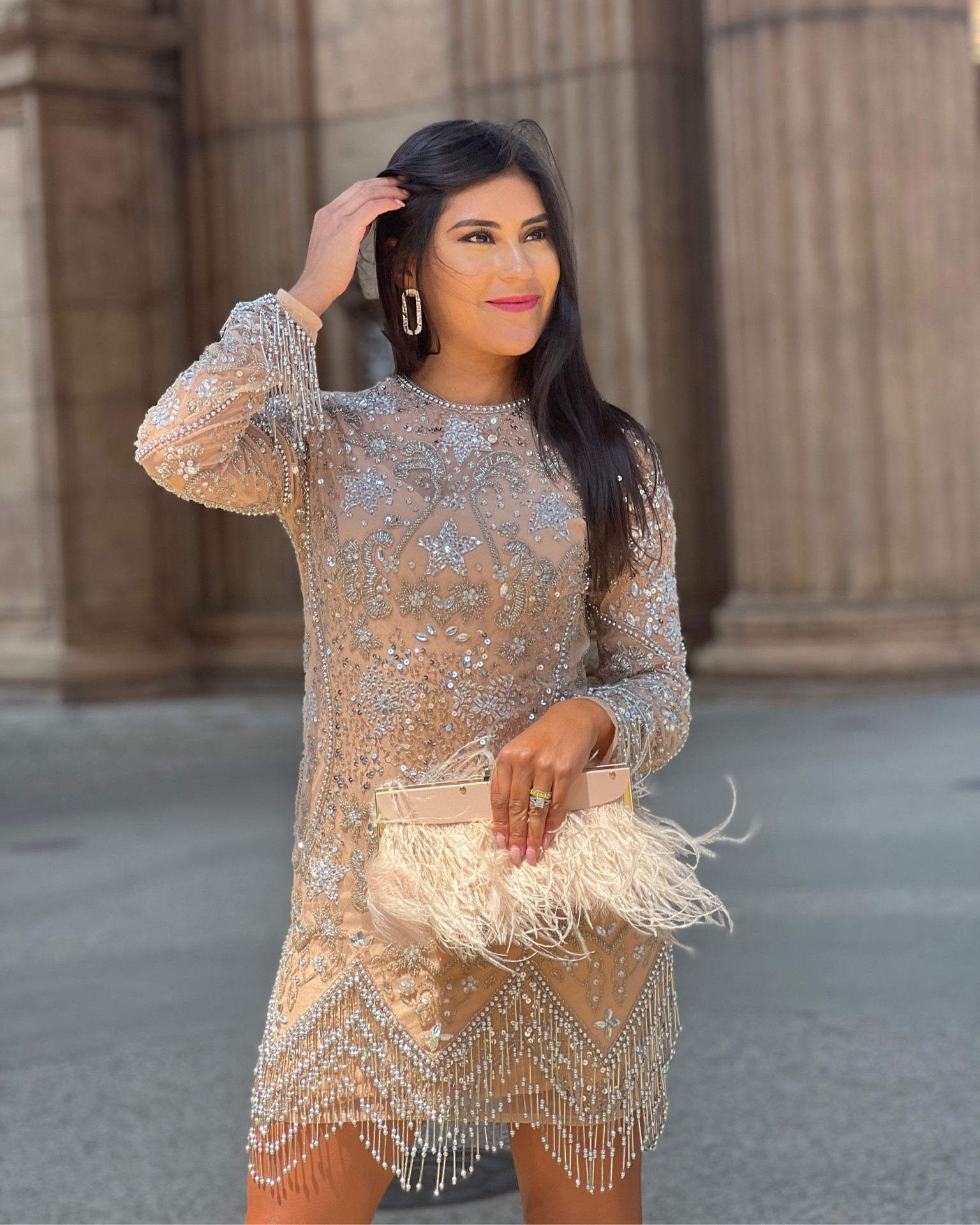 Sparkle ✨ season is quickly approaching and this dress straight up dazzles 🤩! #holidayseason #featherpurse #jimmychoo 

#LTKHoliday #LTKstyletip