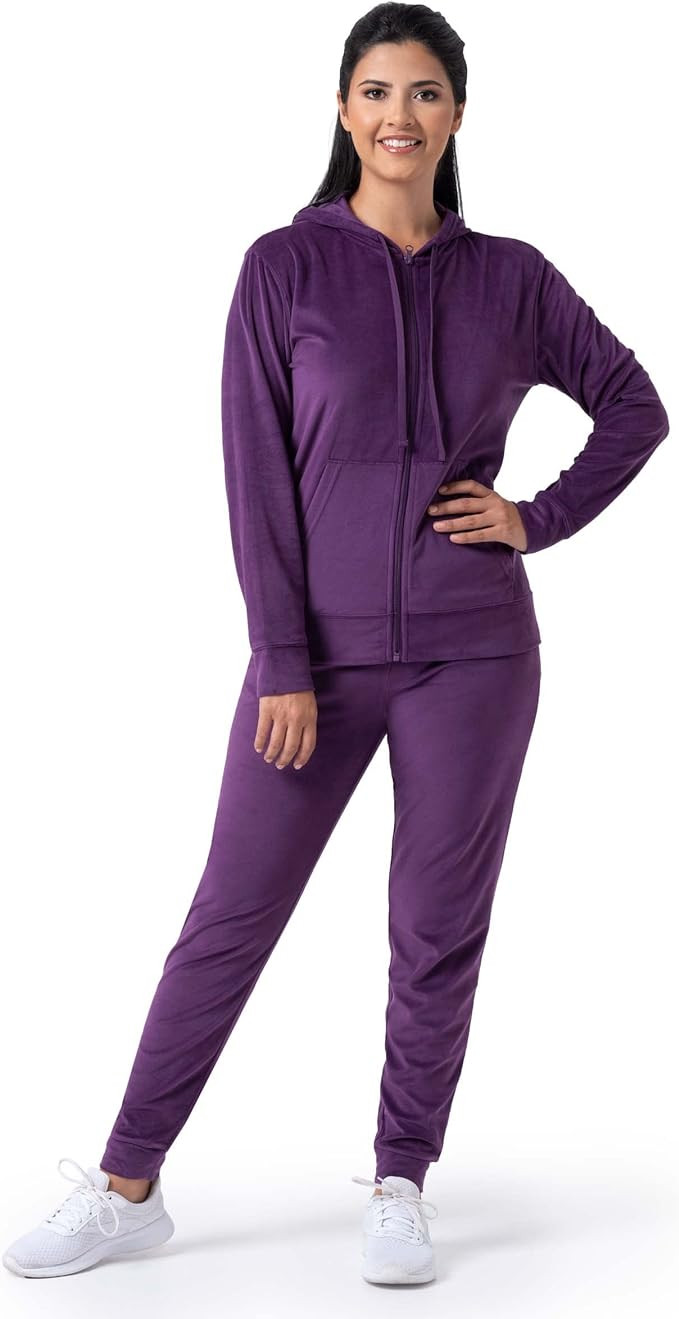 Wright's womens Velour Tracksuit 2 Piece Zip Up Hoodie and Jogger | Amazon (US)