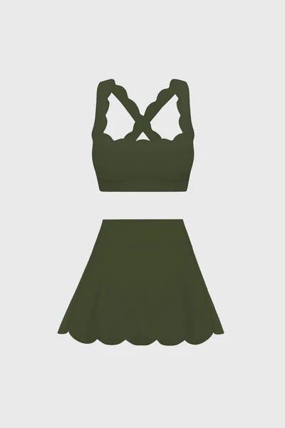 Cross Back Sports Bra + High-Waist A-line Tennis Skirt | WISKII Active