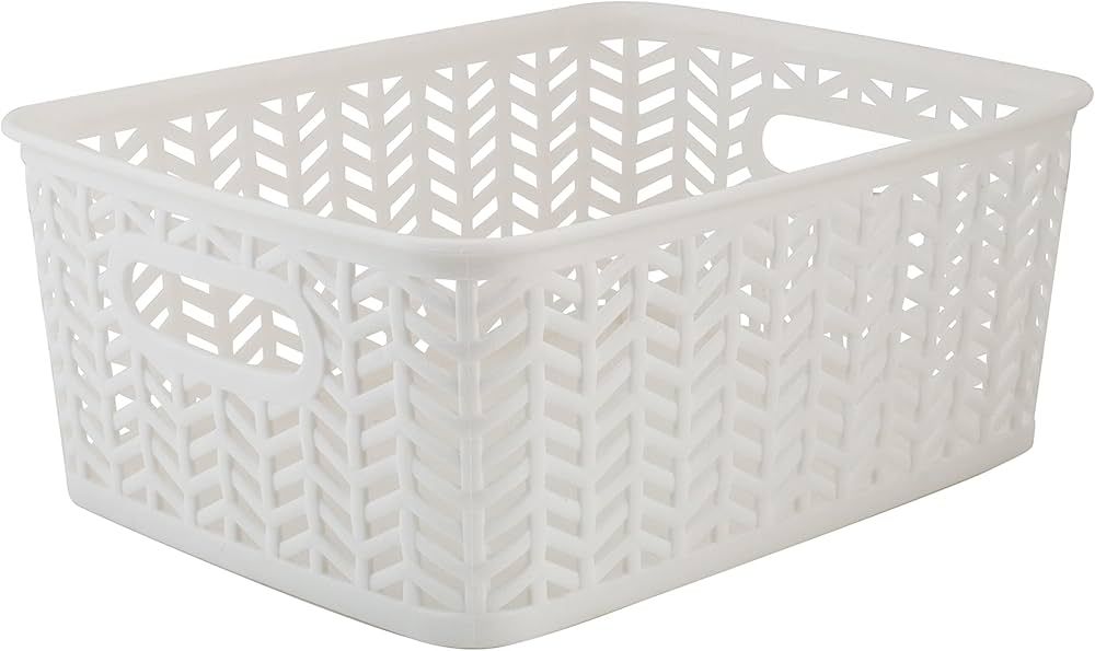 Simplify Small Herringbone Bin | Storage Tote Basket | Organizer | Decorative | Good for Closets ... | Amazon (US)