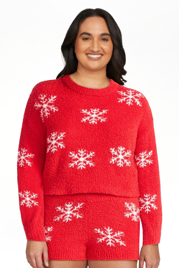 No Boundaries Christmas Plush Sweater and Shorts Set, 2-Piece, Women’s | Walmart (US)