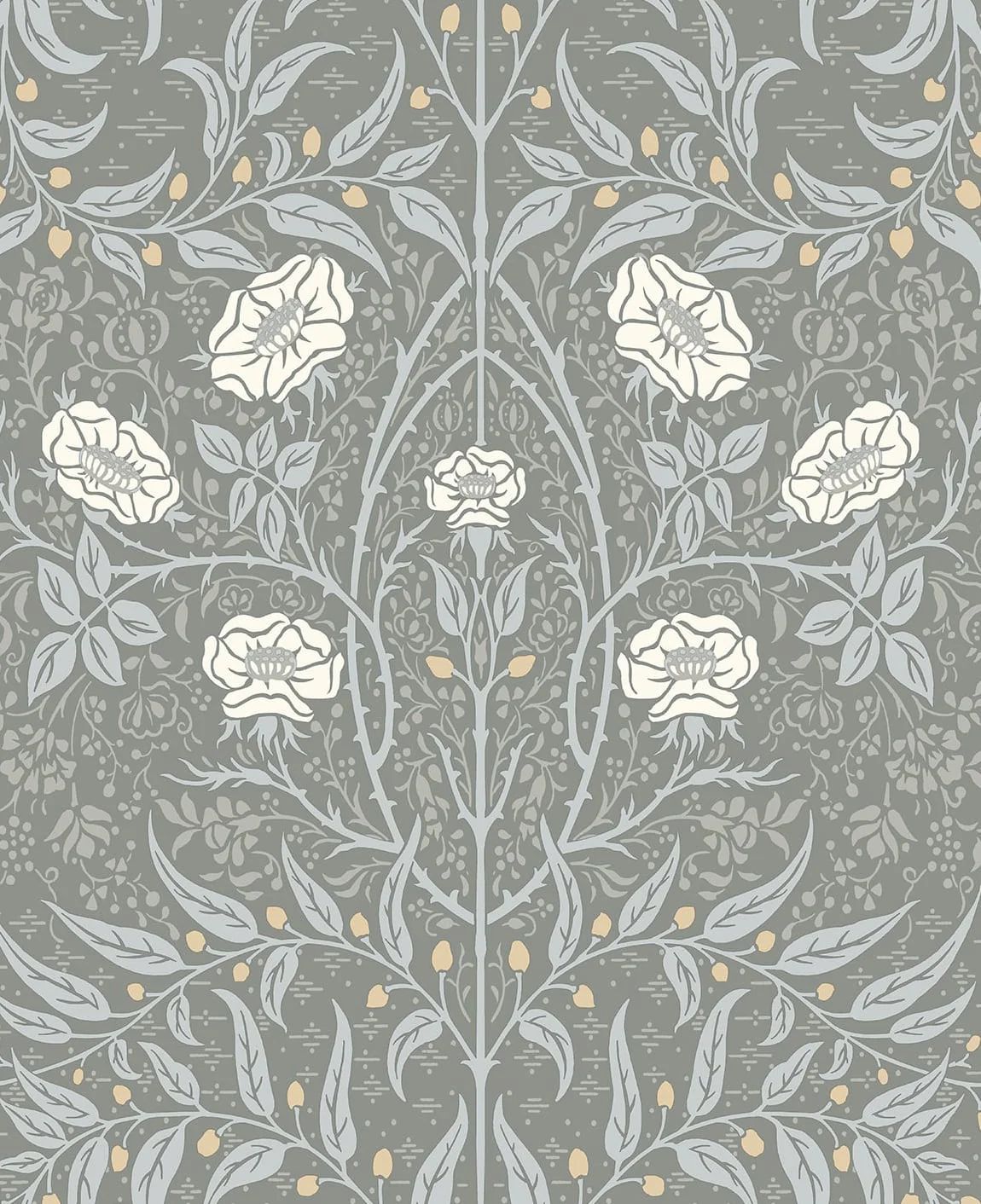 Stenciled Floral Alloy Grey Peel-and-Stick Wallpaper by NextWall | Burke Decor