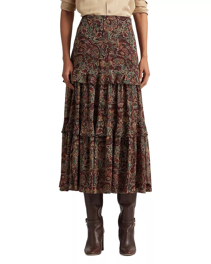 Printed Crinkle Georgette Tiered Skirt | Bloomingdale's (US)