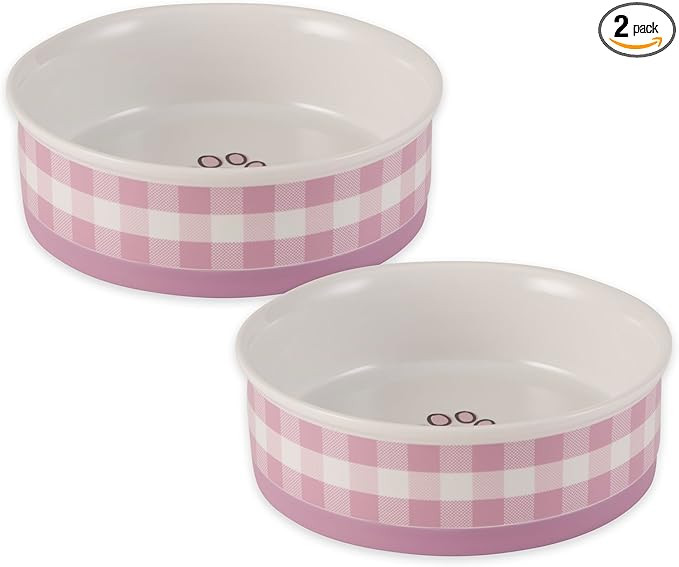 Bone Dry Ceramic Food Bowls, Non-Slip & Dishwasher Safe, Large Set, 7.5x2.4 Pansy Check | Amazon (US)