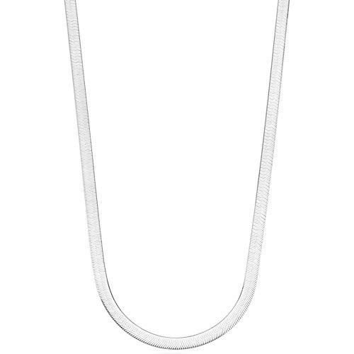 Miabella Italian Solid 925 Sterling Silver, 18Kt Gold Plated 4.5mm Flexible Flat Herringbone Chain Necklace Women, Made in Italy (SI,Length 24 Inches) | Amazon (US)