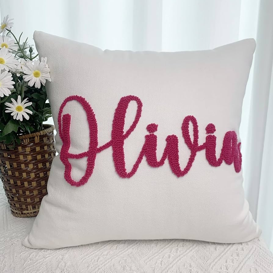 Custom Pillow with Name Personalized Embroidered Names Pillows 18''x18''for Bed Customized Pillow... | Amazon (US)