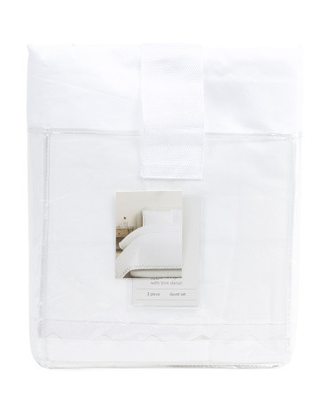 Cotton Percale Scalloped Edge Duvet Set | TJ Maxx