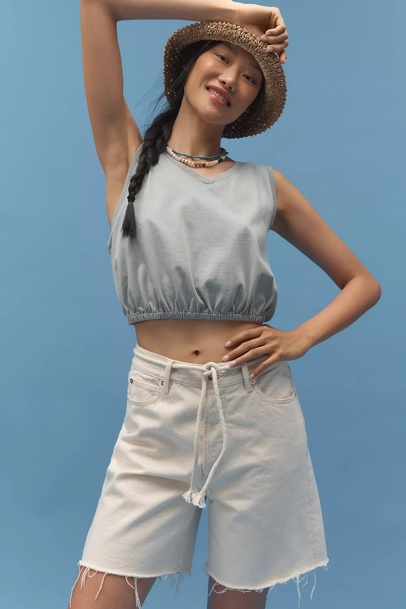 FRAME The Timeless Raw-Hem Denim Bermuda Shorts | Anthropologie (US)