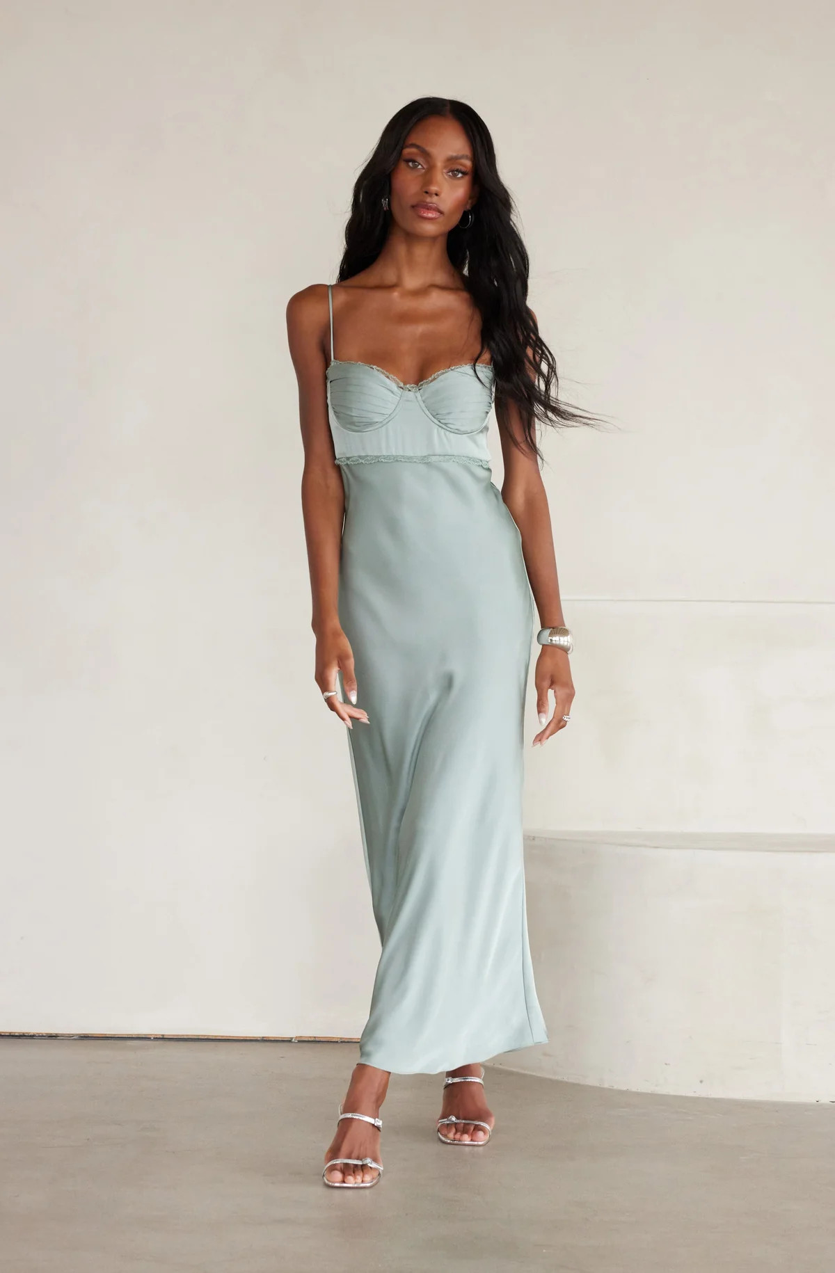 Florianne Satin Maxi Dress - Sage / XS | ASTR The Label (US)