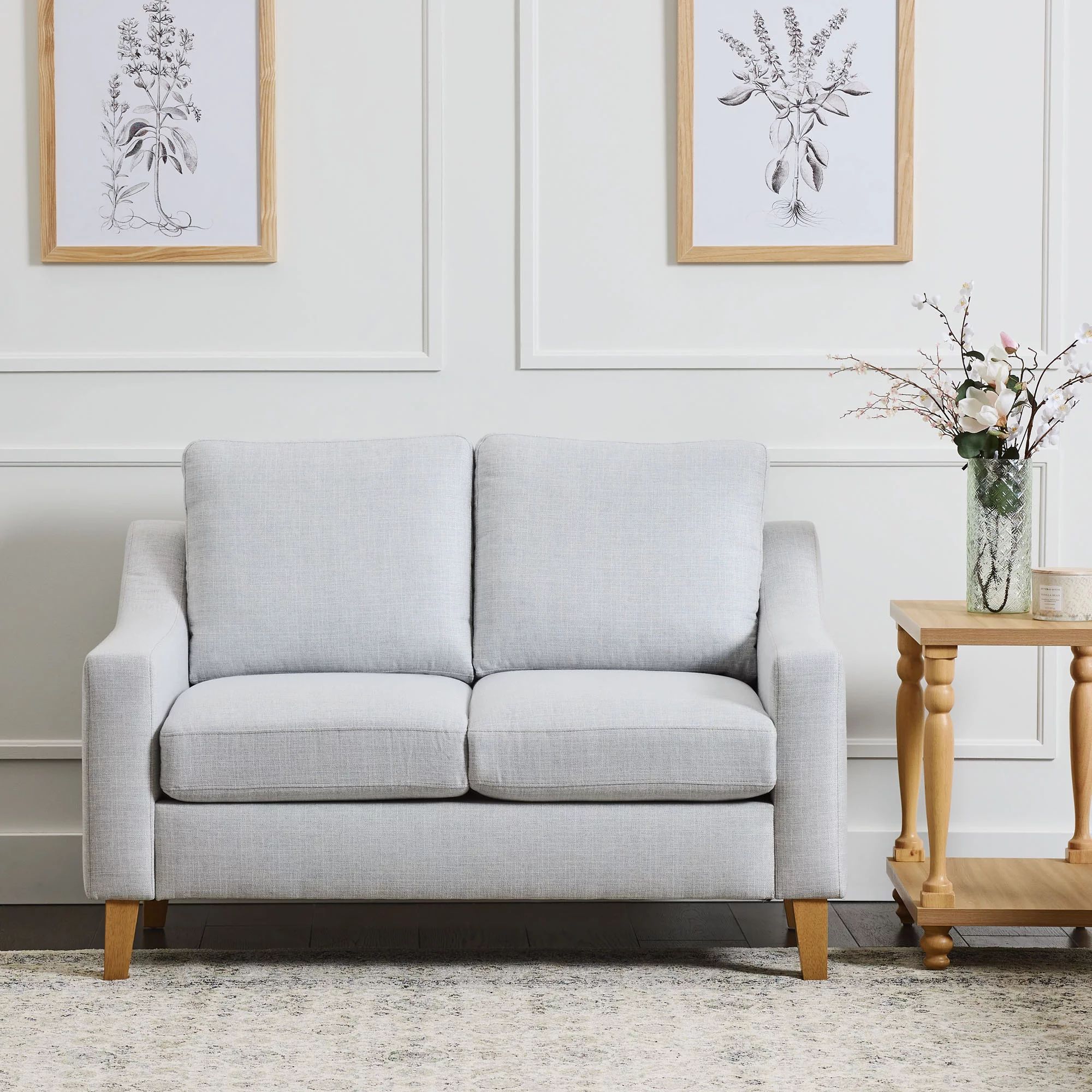 My Texas House Fairview Upholstered Loveseat, Light Gray - Walmart.com | Walmart (US)