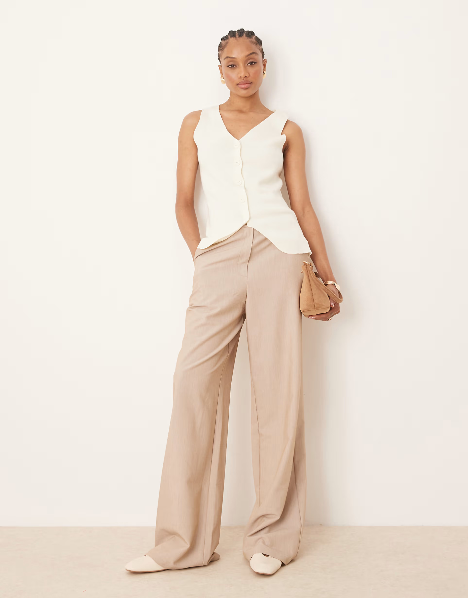 ASOS DESIGN Tall tailored relaxed straight leg pants in stone | ASOS | ASOS (Global)