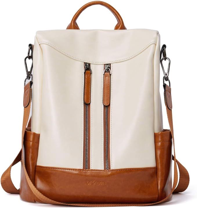 BROMEN Women Backpack Purse Leather Anti-theft Travel Backpack Fashion Shoulder Handbag | Amazon (US)