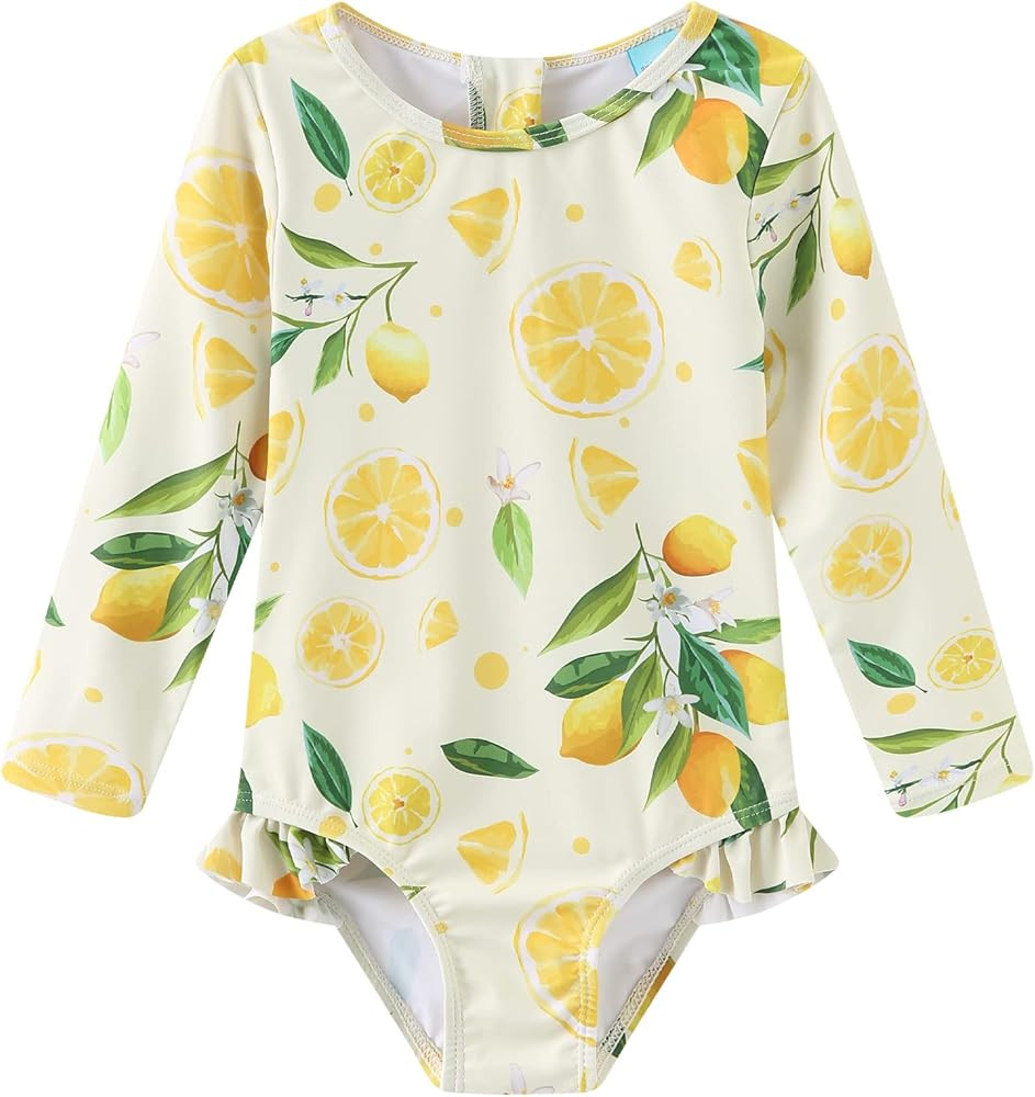 Baby Girls One Piece Swimsuits Long Sleeve Rash Guard for Kids Girls UPF 50+ Sun Protection Swims... | Amazon (US)