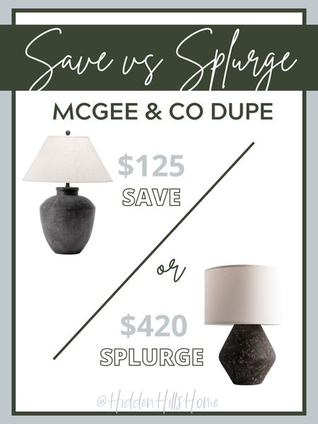 Save vs splurge home decor, lamp dupe, home decor dupe, McGee and co dupe, table lamp, designer dupe #homedecor #dupe 

#LTKsalealert #LTKhome