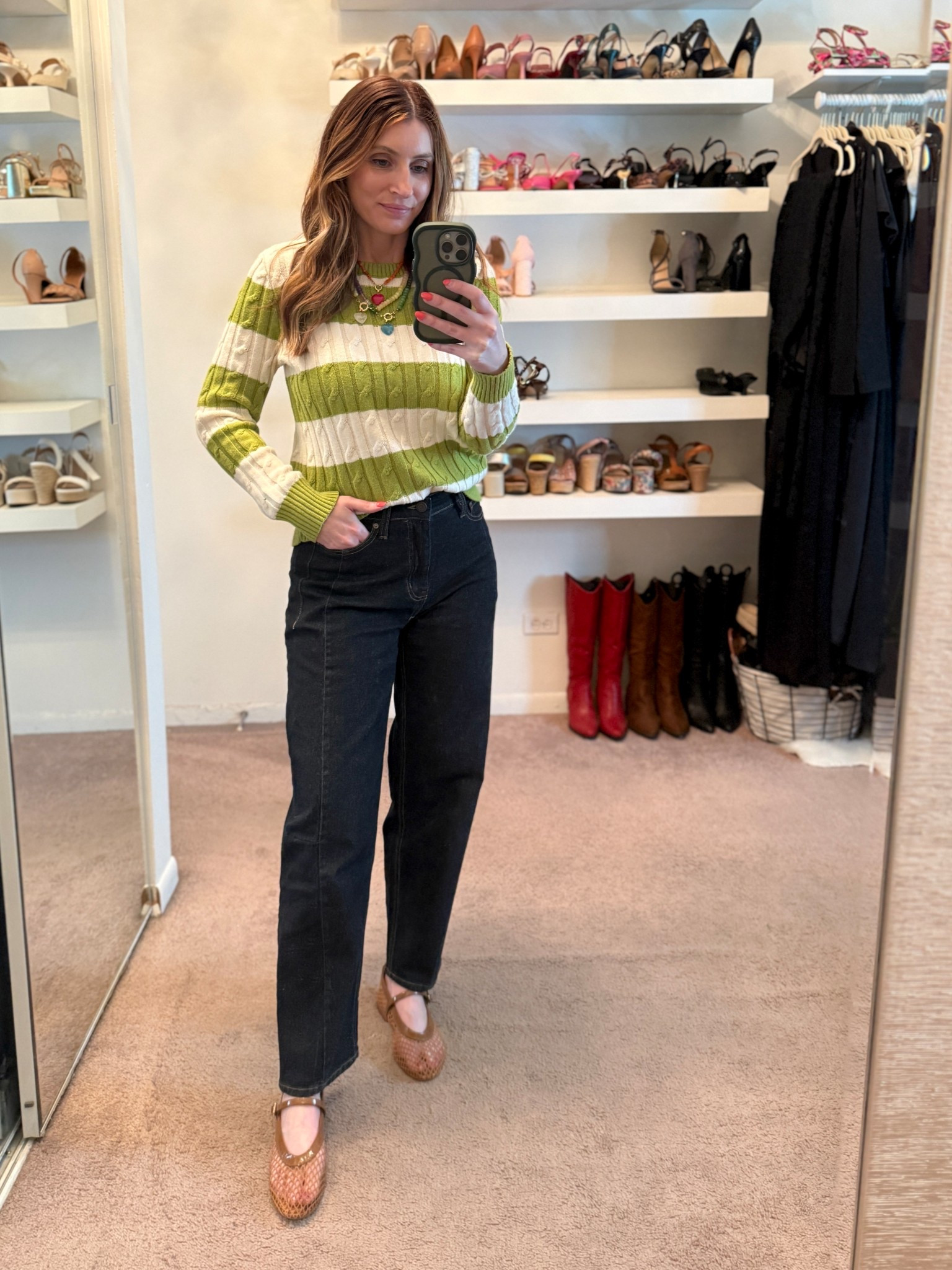 What I wore to work today
Walmart dark wash barrel leg jeans (size 2)
Amazon brown mesh ballet flats
Gold Kendra Scott stud earrings
Amazon three piece colorful beaded necklace set

Spring outfits 2026, workwear outfit, casual outfit, Work outfits, Business casual workwear, easy outfit  

#LTKSeasonal #LTKootd #LTKOver40