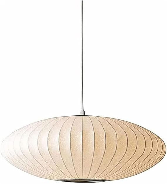 Italian Silk Pendant Light, 11.8in White Bubble Fabric Lantern | Amazon (US)